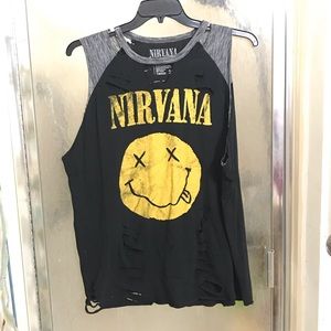 Nirvana distressed sleeveless band T-shirt